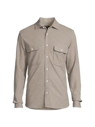 Reiss Men's Forsithe Textured Melange Overshirt - Oatmeal Brown Melange - Size XXL | Thumbnail 1 Reiss Men's Forsithe Textured Melange Overshirt - Oatmeal Brown Melange - Size XXL | Thumbnail 1