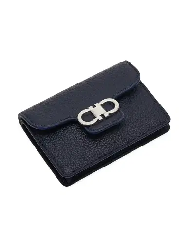 FERRAGAMO Women's Gancini Wallet - Navy Haze Optic White | Thumbnail 3 FERRAGAMO Women's Gancini Wallet - Navy Haze Optic White | Thumbnail 3