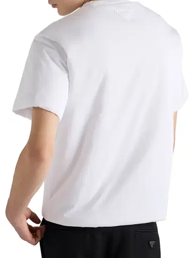 Prada Men's Padded Cotton T-Shirt - White | Thumbnail 3