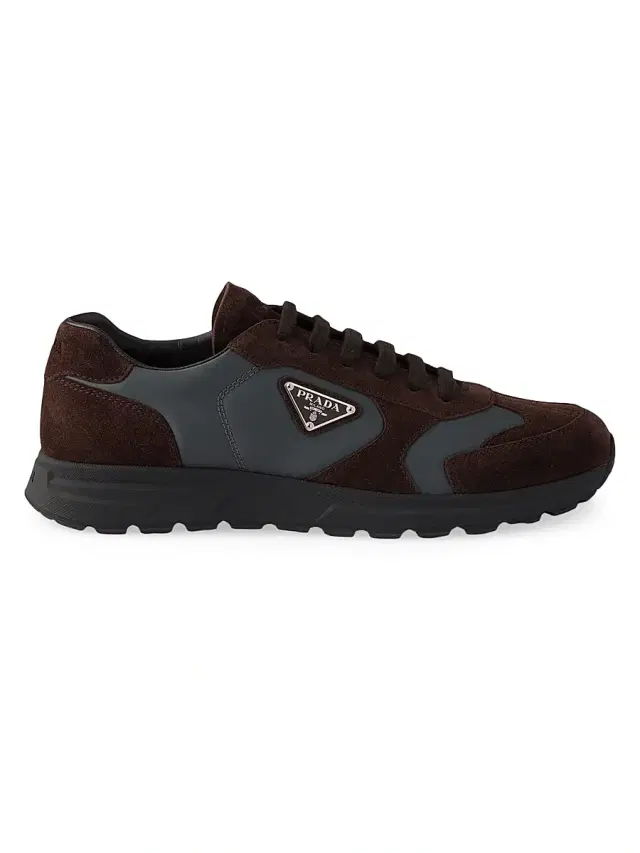 Women's Suede and Re-Nylon Sneakers - Dark Brown