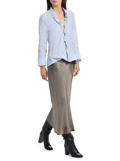 Maison Margiela Women's Textured Satin Midi-Skirt - Taupe | Thumbnail 2 Maison Margiela Women's Textured Satin Midi-Skirt - Taupe | Thumbnail 2