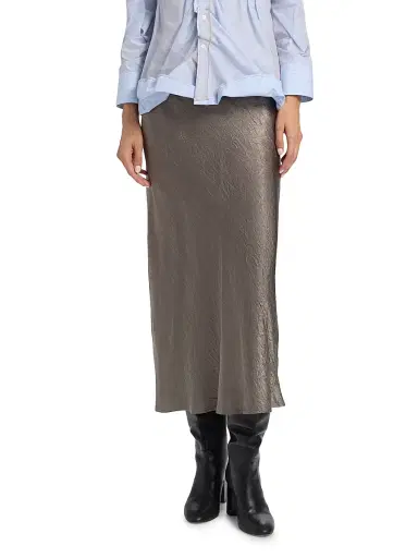 Maison Margiela Women's Textured Satin Midi-Skirt - Taupe | Thumbnail 3 Maison Margiela Women's Textured Satin Midi-Skirt - Taupe | Thumbnail 3