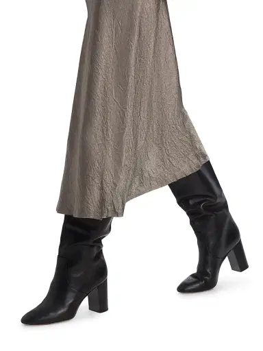 Maison Margiela Women's Textured Satin Midi-Skirt - Taupe | Thumbnail 6 Maison Margiela Women's Textured Satin Midi-Skirt - Taupe | Thumbnail 6