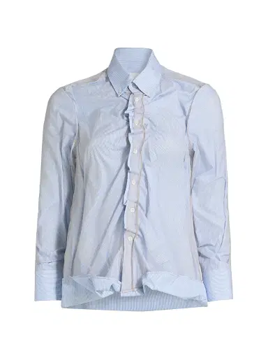Maison Margiela Women's Crinkled Stripe Cotton Button-Down Shirt - Light Blue Stripe | Thumbnail 1 Maison Margiela Women's Crinkled Stripe Cotton Button-Down Shirt - Light Blue Stripe | Thumbnail 1