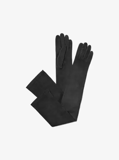 Michael Kors Collection Suede Opera Gloves in Grey | Thumbnail 13
