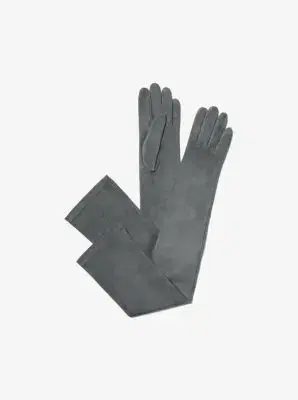 Michael Kors Collection Suede Opera Gloves in Grey | Thumbnail 5