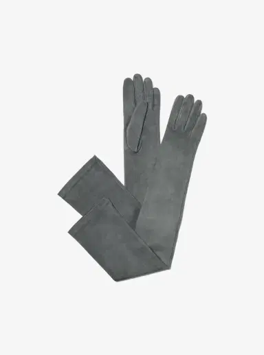 Michael Kors Collection Suede Opera Gloves in Grey | Thumbnail 9