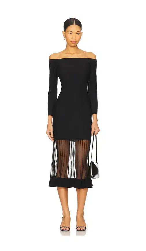 MILLY Ots Sheer Knit Midi Dress