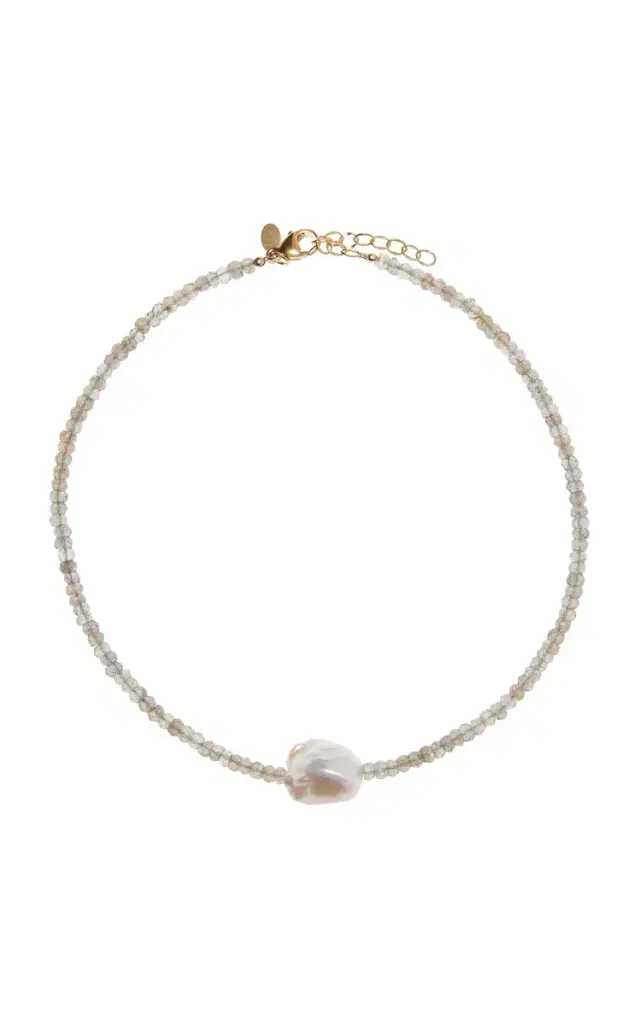 Labradorite Single Baroque Pearl Gemstone Necklace