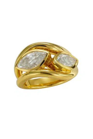 Wish Fine Jewelry 2ct Moissanite 18K Gold Double Solitarie Ring | Thumbnail 1