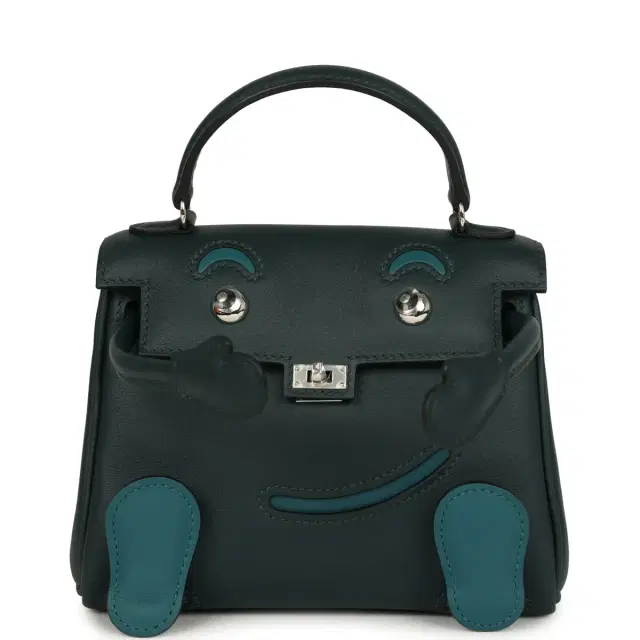 Hermes "Quelle Idolle" Kelly Doll Vert Cypress and Vert Bosphore Swift Palladium Hardware