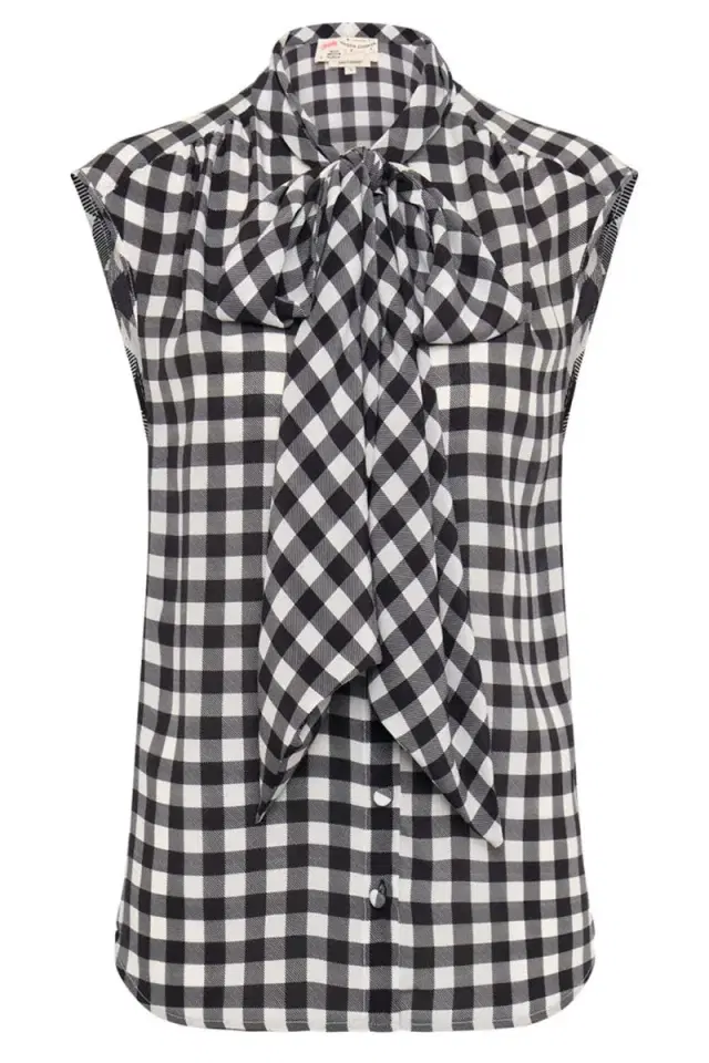 Gingham Button Front Blouse