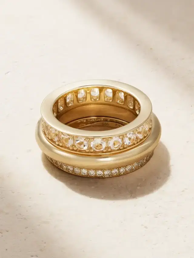 By Pariah Set Of Three 14-karat Gold, Morganite And Diamond Rings