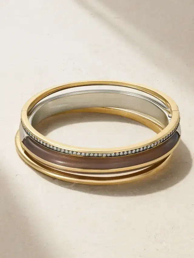 By Pariah Classic tack et Of Three 14-karat Recycled Gold, terling ilver, Diamond And Agate Bracelets