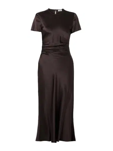 Staud Marcel Ruched Stretch-silk Charmeuse Midi Dress | Thumbnail 1