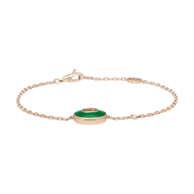 Gucci Gucci 18K Rose Gold Green Agate & Diamond Chain Bracelet YBA786556002016 - M (6.7 by The Solist