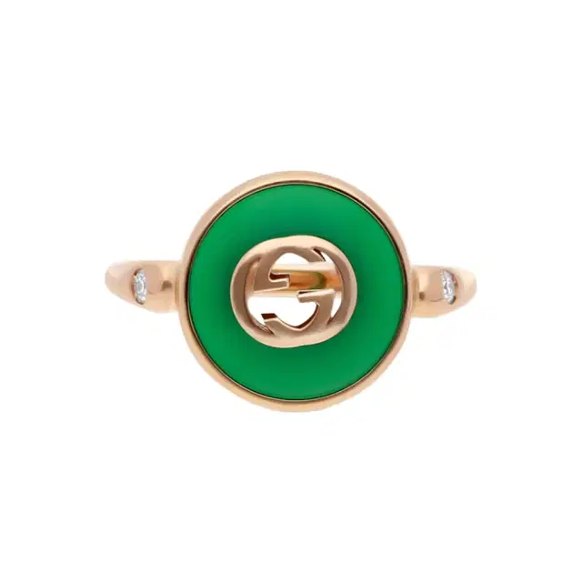 Gucci Gucci 18K Rose Gold Green Agate & Diamond Ring YBC786547002011 - by The Solist