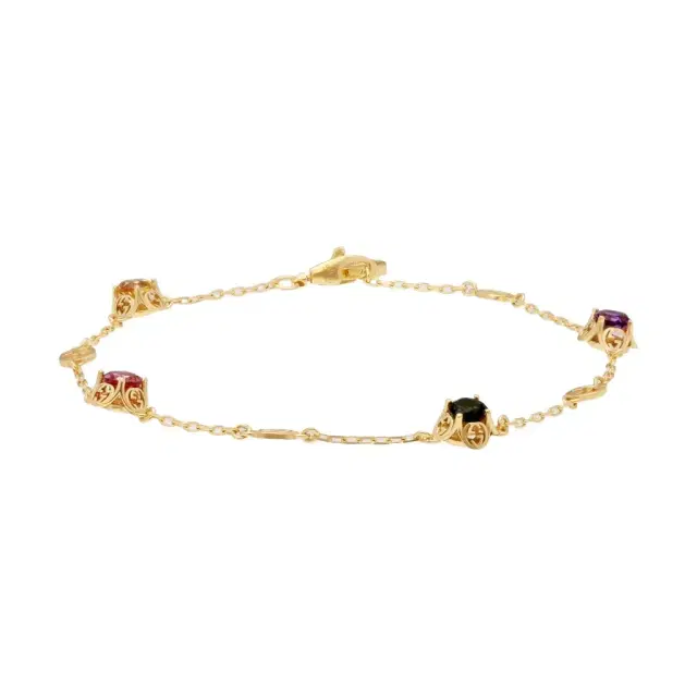 Gucci Gucci Interlocking G Motif 18K Yellow Gold Multistone Chain Bracelet YBA662430001016 - S (6.3 by The Solist