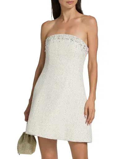 SACHIN & BABI Women's Daphne Embellished-Tweed Strapless Minidress - Alabaster - Size 12 | Thumbnail 3