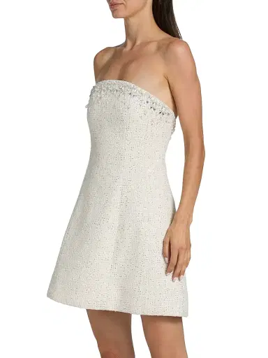 SACHIN & BABI Women's Daphne Embellished-Tweed Strapless Minidress - Alabaster - Size 12 | Thumbnail 4