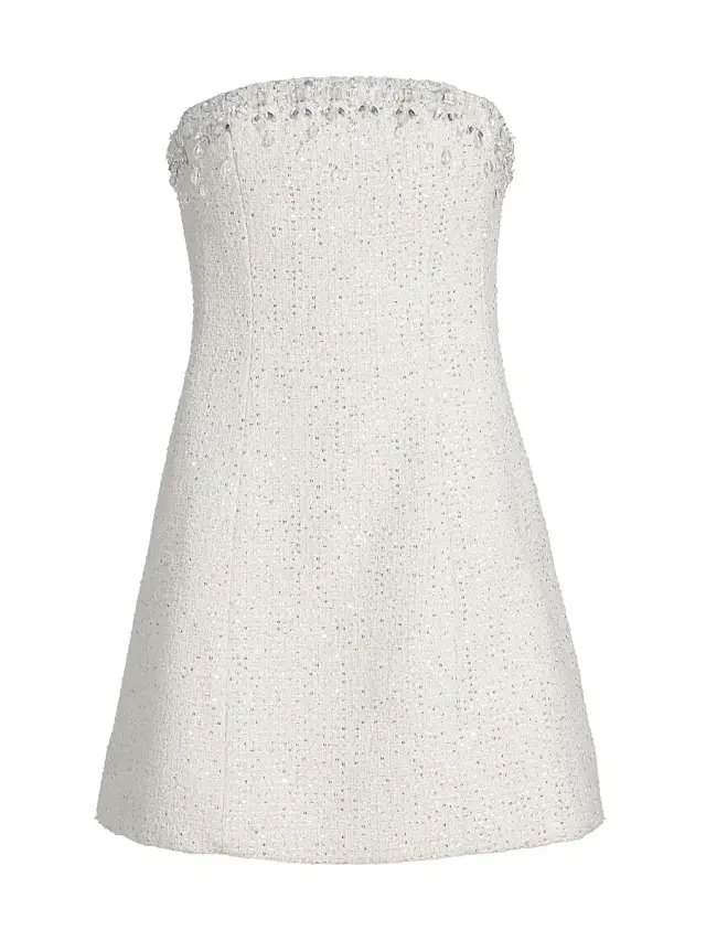 SACHIN BABI Women's Daphne Embellished-Tweed Strapless Minidress - Alabaster