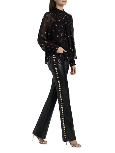 Cinq à Sept Women's Shailene Studded Faux Leather Pants - Black Gold | Thumbnail 2