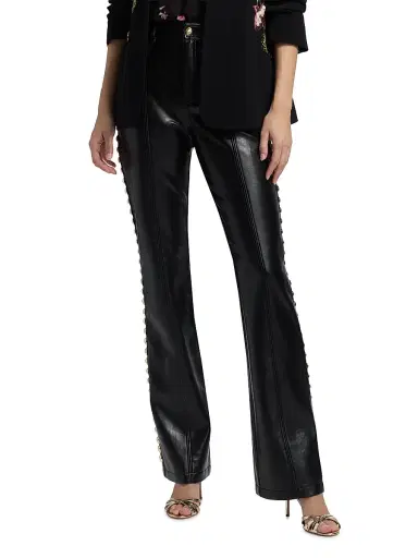 Cinq à Sept Women's Shailene Studded Faux Leather Pants - Black Gold | Thumbnail 3