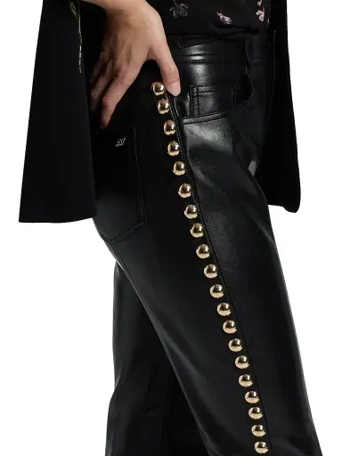 Cinq à Sept Women's Shailene Studded Faux Leather Pants - Black Gold | Thumbnail 6