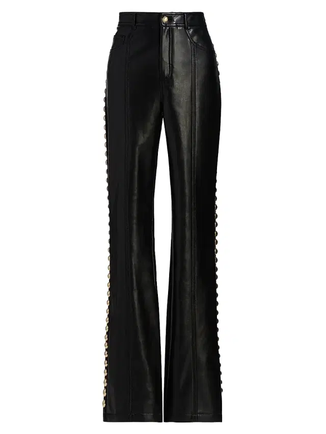 Cinq à Sept Women's Shailene Studded Faux Leather Pants - Black Gold