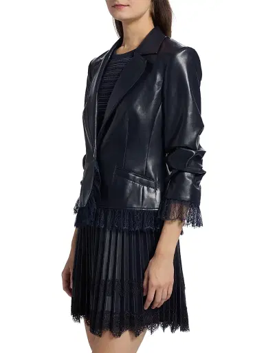 Cinq à Sept Women's Le Petit Roxie Faux Leather Blazer - Navy | Thumbnail 4