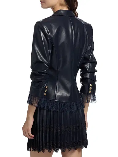 Cinq à Sept Women's Le Petit Roxie Faux Leather Blazer - Navy | Thumbnail 5