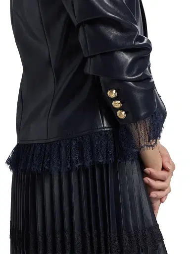 Cinq à Sept Women's Le Petit Roxie Faux Leather Blazer - Navy | Thumbnail 6