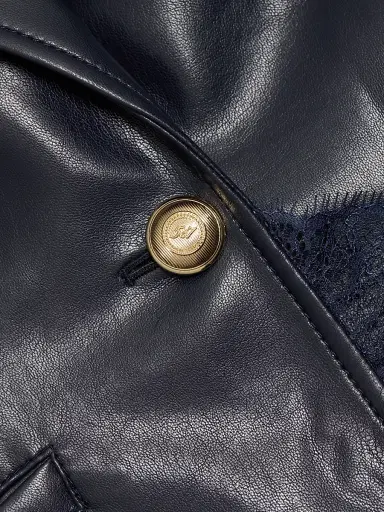 Cinq à Sept Women's Le Petit Roxie Faux Leather Blazer - Navy | Thumbnail 7