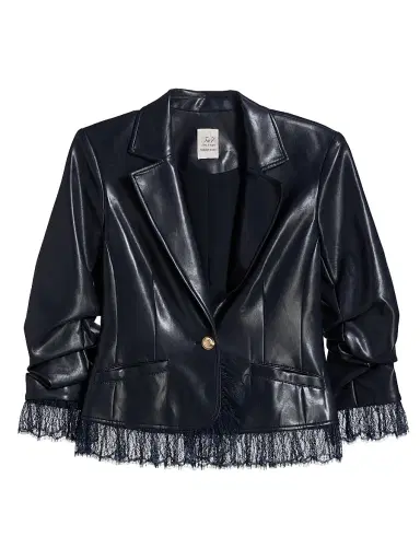 Cinq à Sept Women's Le Petit Roxie Faux Leather Blazer - Navy | Thumbnail 1