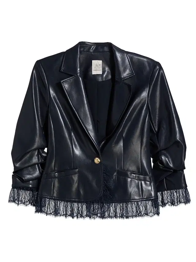 Cinq à Sept Women's Le Petit Roxie Vegan Leather Blazer - Navy