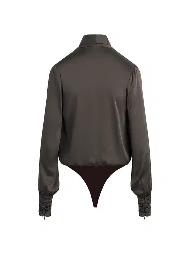 Favorite Daughter Women's The Better Off Satin Bodysuit - Coffee | Thumbnail 3 Favorite Daughter Women's The Better Off Satin Bodysuit - Coffee | Thumbnail 3