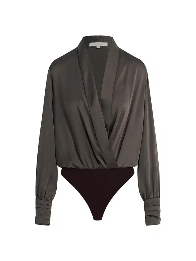 Women's The Better Off Satin Bodysuit - Coffee