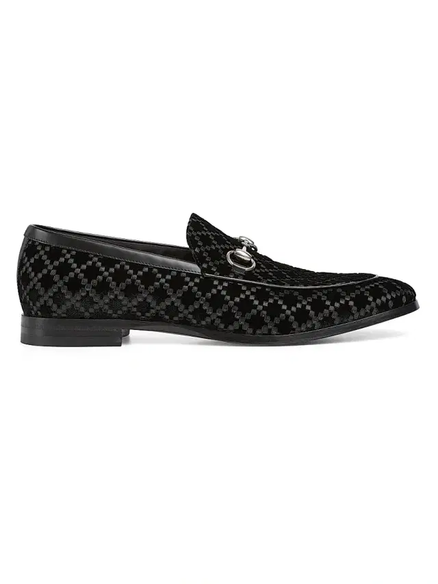 Gucci Men's Next Horsebit Velvet Loafers - Black