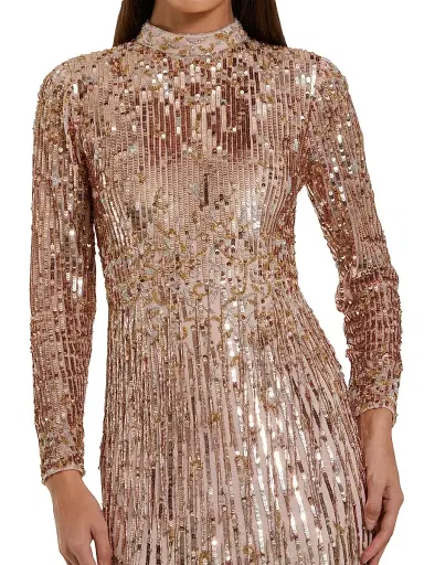 Mac Duggal Women's Sequined Fringe Column Gown - Gold Silver Ombre - Size 18 | Thumbnail 3 Mac Duggal Women's Sequined Fringe Column Gown - Gold Silver Ombre - Size 18 | Thumbnail 3