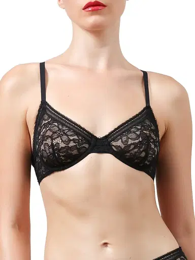 Wolford Women's Graphic Lace Underwire Demi Bra - Black - Size 38D | Thumbnail 1