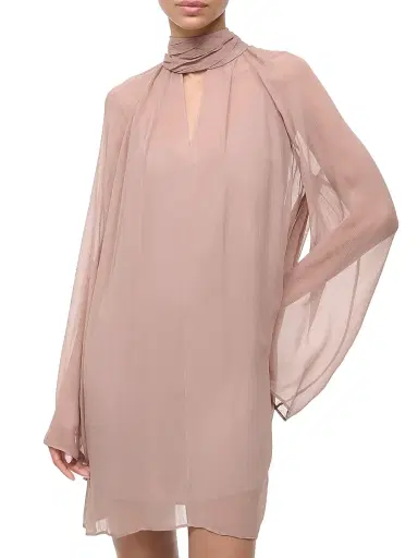 Staud Women's Esther Semi-Sheer Minidress - Taupe - Size XL | Thumbnail 3