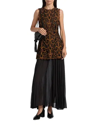 Ulla Johnson Women's Auryn Appliqué Silk Sleeveless Combo Midi-Dress - Saffron | Thumbnail 2 Ulla Johnson Women's Auryn Appliqué Silk Sleeveless Combo Midi-Dress - Saffron | Thumbnail 2