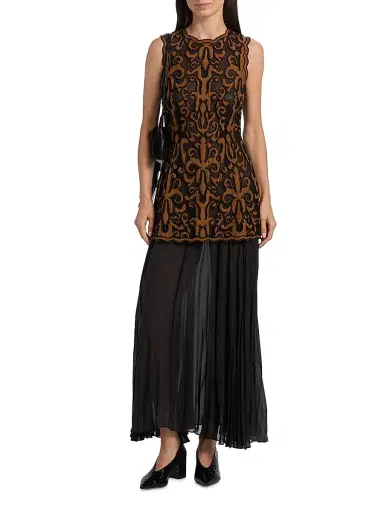 Ulla Johnson Women's Auryn Appliqué Silk Sleeveless Combo Midi-Dress - Saffron | Thumbnail 3 Ulla Johnson Women's Auryn Appliqué Silk Sleeveless Combo Midi-Dress - Saffron | Thumbnail 3