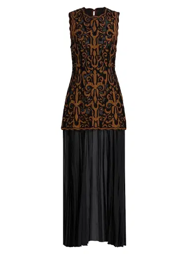 Ulla Johnson Women's Auryn Appliqué Silk Sleeveless Combo Midi-Dress - Saffron | Thumbnail 1 Ulla Johnson Women's Auryn Appliqué Silk Sleeveless Combo Midi-Dress - Saffron | Thumbnail 1
