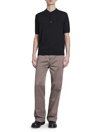 Dries Van Noten Men's Murice Cashmere Polo Shirt - Black - Size Small | Thumbnail 2