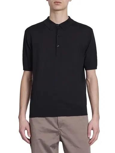 Dries Van Noten Men's Murice Cashmere Polo Shirt - Black - Size Small | Thumbnail 3