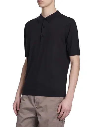 Dries Van Noten Men's Murice Cashmere Polo Shirt - Black - Size Small | Thumbnail 4