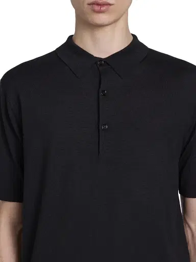Dries Van Noten Men's Murice Cashmere Polo Shirt - Black - Size Small | Thumbnail 6