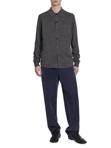 Dries Van Noten Men's Monaco Cashmere Shirt - Dark Grey - Size Medium | Thumbnail 2 Dries Van Noten Men's Monaco Cashmere Shirt - Dark Grey - Size Medium | Thumbnail 2