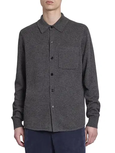 Dries Van Noten Men's Monaco Cashmere Shirt - Dark Grey - Size Medium | Thumbnail 3 Dries Van Noten Men's Monaco Cashmere Shirt - Dark Grey - Size Medium | Thumbnail 3